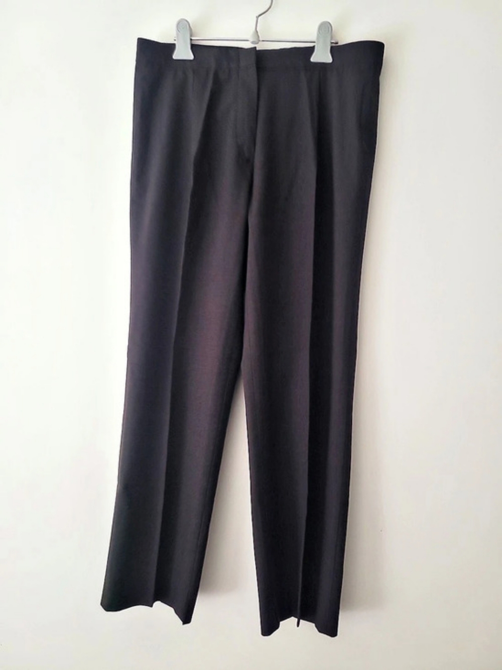 Jil Sander Wide Leg Wool Trousers in Black Size 38